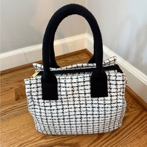 J. Crew Black and White Checkered Tote Bag